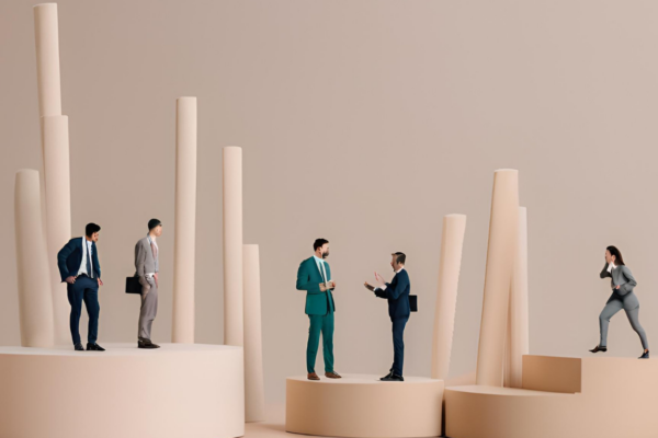 Business Insights: How NBCC Shapes Future Founders A startup founder analyzing market trends with holographic charts in a modern office, while a team collaborates in the background, symbolizing innovation and business strategy.