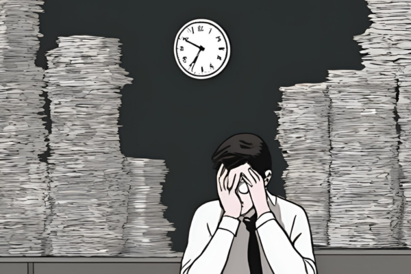 6 Warning Signs of Red Flag Companies for Internships A frustrated intern in a toxic office environment, highlighting the struggles of working in red flag companies for internships.