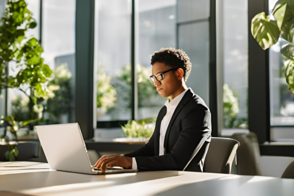 Consulting Firm Career Tips: Winning Strategies to Break Into the Industry A young professional in a business suit analyzing data on a laptop, representing a career in a consulting firm.