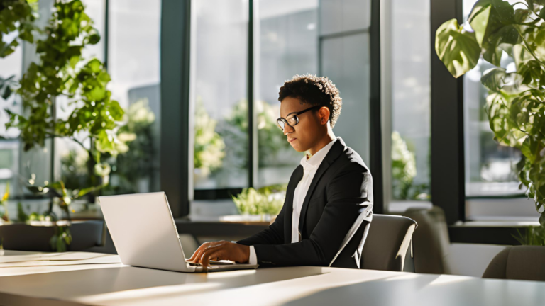 Consulting Firm Career Tips: Winning Strategies to Break Into the Industry A young professional in a business suit analyzing data on a laptop, representing a career in a consulting firm.